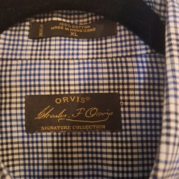 Orvis Signature Collection Shirt Men's XL White Blue Black Check Print READ Flaw - Picture 4 of 7